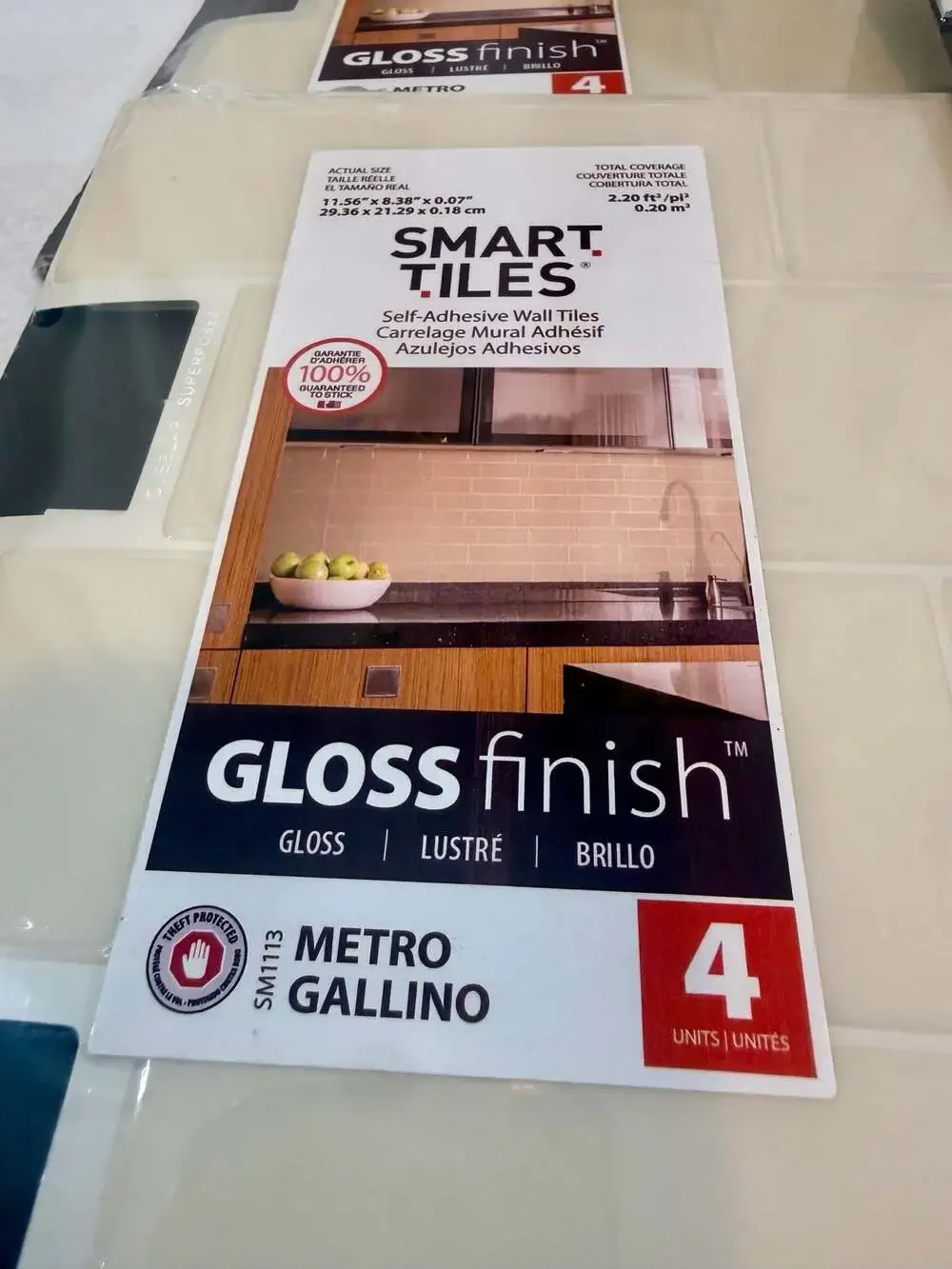 Smart Tiles Metro Gallino Self-Adhesive Wall Tiles,‎ FIVE 4 Packs